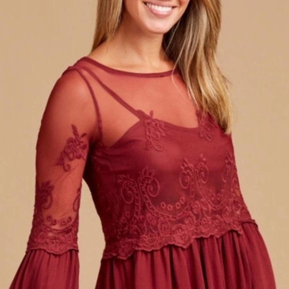 NWOT Altar'd State Darian Maroon Lace Dress Size Small - Picture 7 of 8